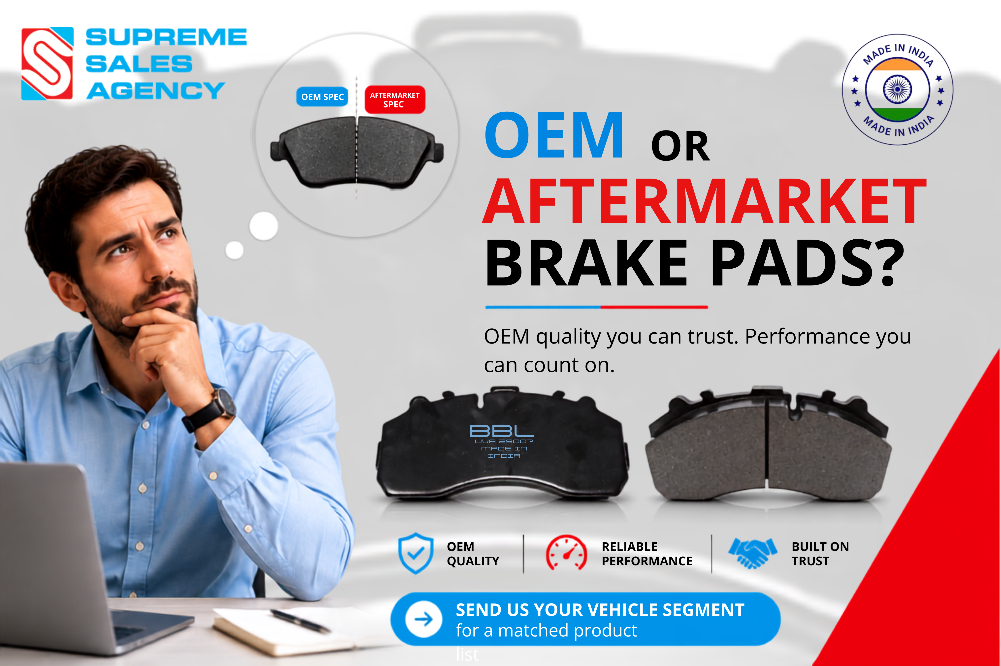 OEM Quality Brake Linings India: OEM vs. Aftermarket Brake Pads Explained by Supreme Sales Agency